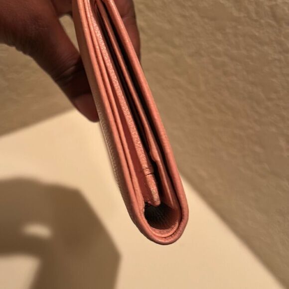 Chanel Foldover Long Cardholder Wallet CC Button Logo Light Pink Leather Luxury - Picture 12 of 14